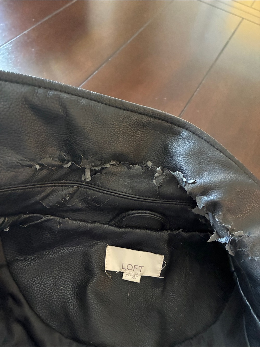 LOFT Black Faux Leather Moto Jacket with Zip Accents - Picture 3 of 4